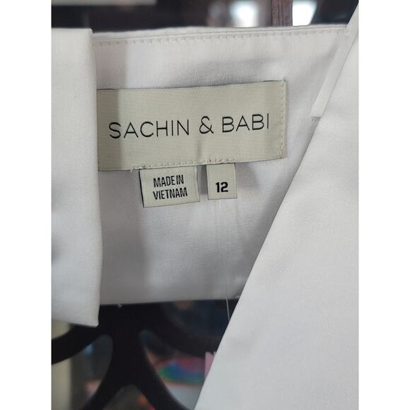 NWT Sachin & Babi Cutout Satin White Midi Dress - 12 - Picture 7 of 7